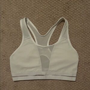 Nike White Racerback Mesh-Panel Sports Bra